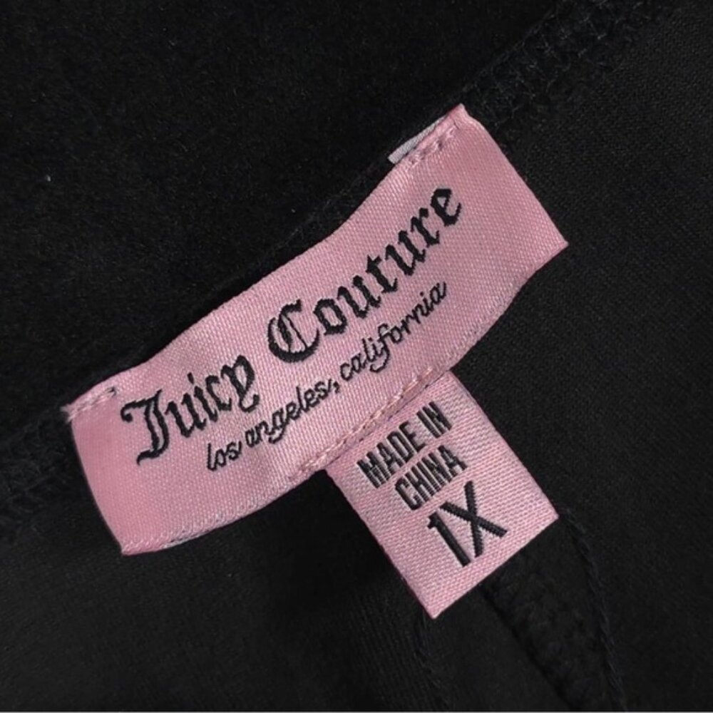 NWT Juicy Couture Black OG Big Bling Velour Track Pant 1X Plus Size Pull On Y2K - Picture 8 of 16